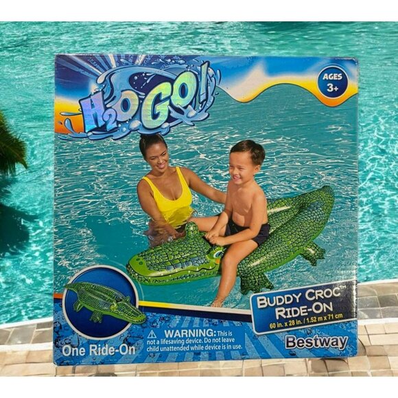 Bestway Other - H2O Go! Buddy Croc Inflatable Ride-On Pool Float Crocodile Alligator 60" Handles
